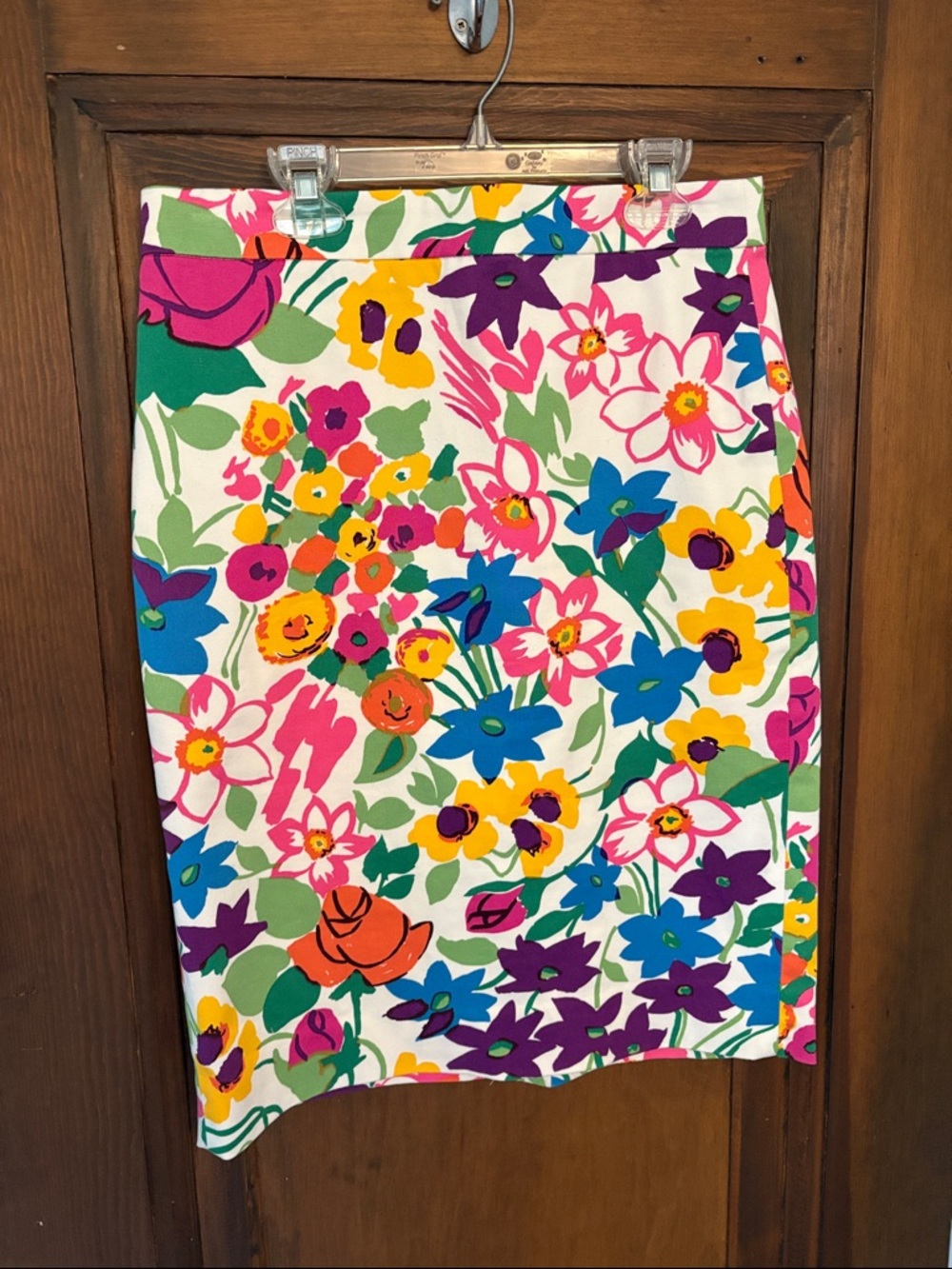 Floral Cotton-Blend Pencil Skirt in Multi